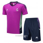 Tuta da Track Real Madrid Manica Corta 2022-2023 Purpura - Pantalon Corto