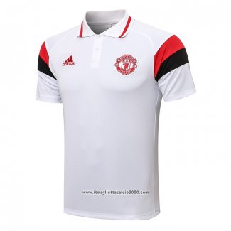 Maglia Polo Manchester United 2021 2022 Bianco e Rosso