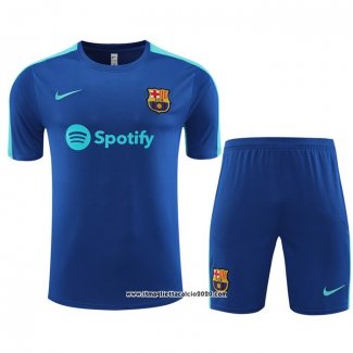 Tuta da Track FC Barcellona Manica Corta 2023 2024 Blu - Pantalon Corto