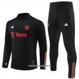 Tuta da Track Felpa Manchester United Bambino 2023 2024 Nero