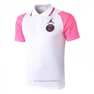 Maglia Polo Paris Saint-Germain 2020 2021 Bianco e Rosa