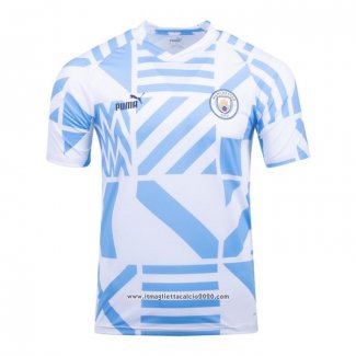 Maglia Prematch Manchester City 2022 Blu e Bianco