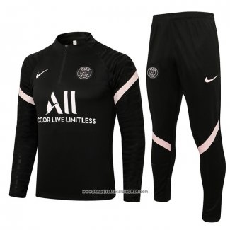 Tuta da Track Felpa Paris Saint-Germain 2021 2022 Nero e Rosa