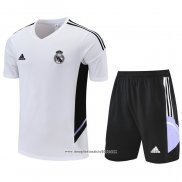 Tuta da Track Real Madrid Manica Corta 2022 2023 Bianco - Pantalon Corto