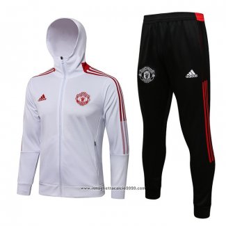 Tuta da Track con Capucha Manchester United 2021 2022 Bianco