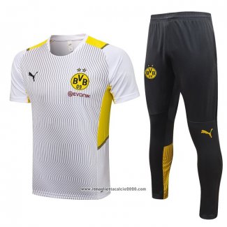 Tuta da Track Borussia Dortmund Manica Corta 2021 2022 Bianco