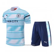 Tuta da Track Manchester City Manica Corta 2022 Blu - Pantalon Corto