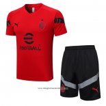 Tuta da Track Milan Manica Corta 2022 2023 Rosso - Pantalon Corto