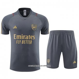 Tuta da Track Arsenal Manica Corta 2023 2024 Grigio - Pantalon Corto