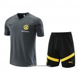 Tuta da Track Borussia Dortmund Manica Corta 2022 2023 Grigio - Pantalon Corto