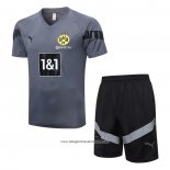 Tuta da Track Borussia Dortmund Manica Corta 2022 2023 Grigio - Pantalon Corto