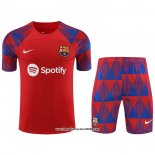 Tuta da Track FC Barcellona Manica Corta 2023 2024 Rosso - Pantalon Corto