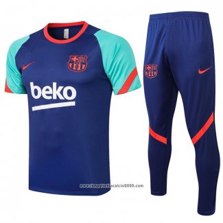 Tuta da Track FC Barcellona Manica Corta 2021 Blu