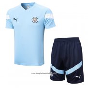 Tuta da Track Manchester City Manica Corta 2022 2023 Blu - Pantalon Corto