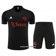 Tuta da Track Manchester United Manica Corta 2023 2024 Nero - Pantalon Corto