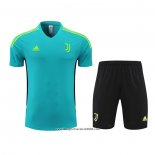 Tuta da Track Juventus Manica Corta 2022 2023 Blu e Verde - Pantalon Corto