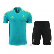 Tuta da Track Juventus Manica Corta 2022 2023 Blu e Verde - Pantalon Corto