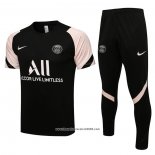 Tuta da Track Paris Saint-Germain Manica Corta 2021 2022 Nero e Rosa