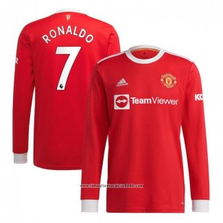 Maglia Manchester United Giocatore Ronaldo Home Manica Lunga 2021 2022