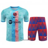 Tuta da Track FC Barcellona Manica Corta 202023 2024 Blu - Pantalon Corto