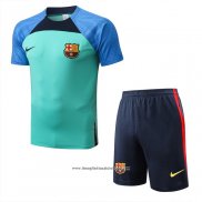 Tuta da Track FC Barcellona Manica Corta 2022 2023 Verde - Pantalon Corto