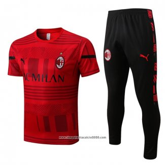 Tuta da Track Milan Manica Corta 2022 2023 Rosso