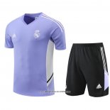 Tuta da Track Real Madrid Manica Corta 2022 2023 Purpura - Pantalon Corto