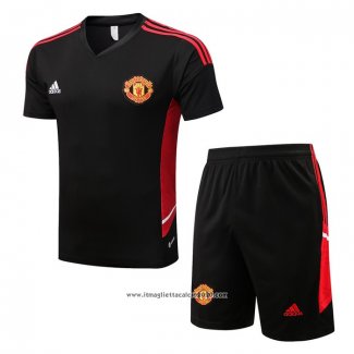 Tuta da Track Manchester United Manica Corta 2022 2023 Nero - Pantalon Corto