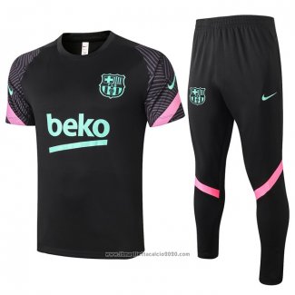 Tuta da Track FC Barcellona Manica Corta 2020 2021 Nero