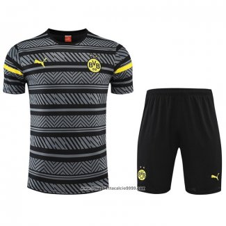 Tuta da Track Borussia Dortmund Manica Corta 2022 2023 Grigio - Pantalon Corto