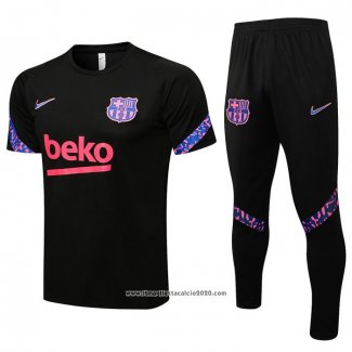 Tuta da Track FC Barcellona Manica Corta 2021 2022 Nero