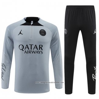 Tuta da Track Felpa Paris Saint-Germain Jordan 2022 2023 Grigio