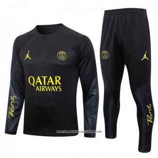 Tuta da Track Felpa Paris Saint-Germain Jordan 2023 2024 Nero