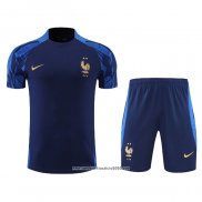 Tuta da Track Francia Manica Corta 2022 2023 Blu - Pantalon Corto