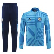 Tuta da Track Giacca Manchester City 2022 2023 Blu Claro