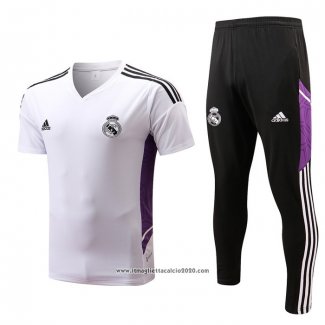 Tuta da Track Real Madrid Manica Corta 2022 2023 Bianco e Purpura