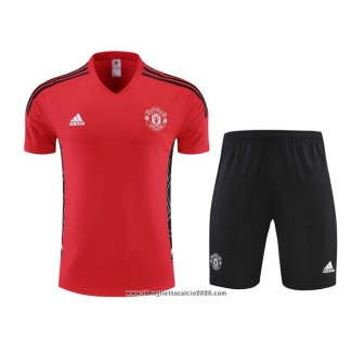 Tuta da Track Manchester United Manica Corta 2022 2023 Rosso - Pantalon Corto