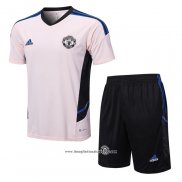 Tuta Da Track Manchester United Manica Corta 2022 2023 Rosa - Pantalon Corto