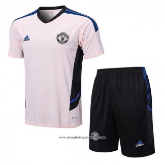 Tuta Da Track Manchester United Manica Corta 2022 2023 Rosa - Pantalon Corto