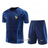 Tuta da Track Francia Manica Corta 2022 2023 Blu Oscuro - Pantalon Corto