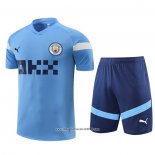 Tuta da Track Manchester City Manica Corta 2022 2023 Blu - Pantalon Corto