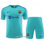 Tuta da Track FC Barcellona Manica Corta 2023 2024 Verde - Pantalon Corto