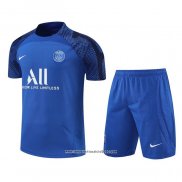 Tuta da Track Paris Saint-Germain Manica Corta 2022 2023 Blu - Pantalon Corto