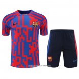 Tuta da Track FC Barcellona Manica Corta 2022 2023 Rosso e Blu - Pantalon Corto