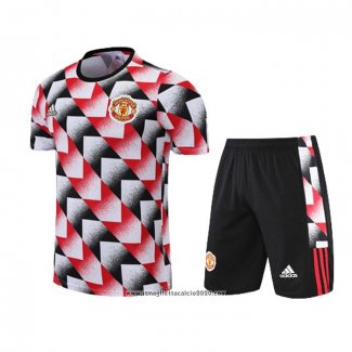 Tuta da Track Manchester United Manica Corta 2022 2023 Nero e Rosso - Pantalon Corto