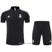 Tuta da Track Real Madrid Manica Corta 2022 2023 Nero e Purpura - Pantalon Corto