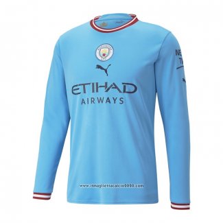 Maglia Manchester City Home Manica Lunga 2022 2023