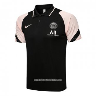 Maglia Polo Paris Saint-Germain 2021 2022 Nero e Rosa