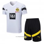 Tuta da Track Borussia Dortmund Manica Corta 2022 2023 Bianco - Pantalon Corto