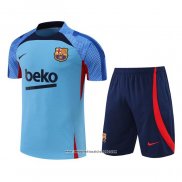 Tuta da Track FC Barcellona Manica Corta 2022 2023 Blu - Pantalon Corto